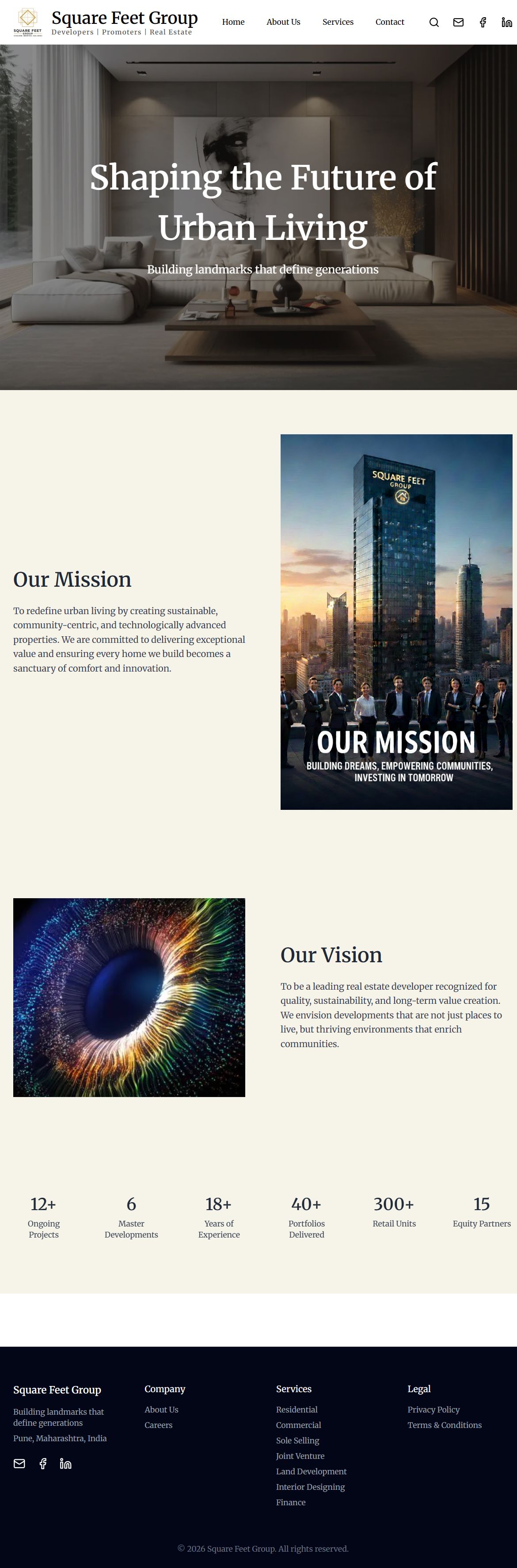 Square Feet Group website built by Shuraya Labs